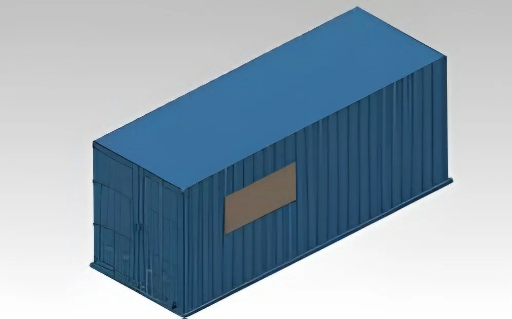 Render of a closed 6m container lube unit